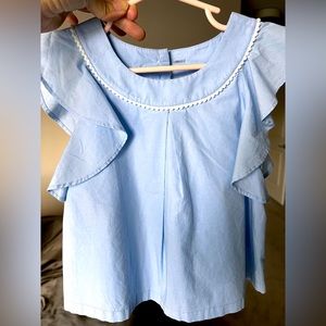 Janie and Jack girls ruffle sleeve top in sky blue - 3T
